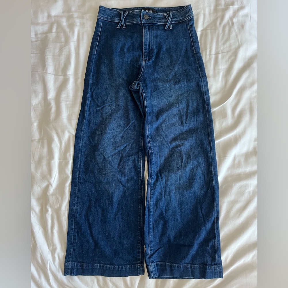 Paige dark wash high waist wide leg designer jeans size 26